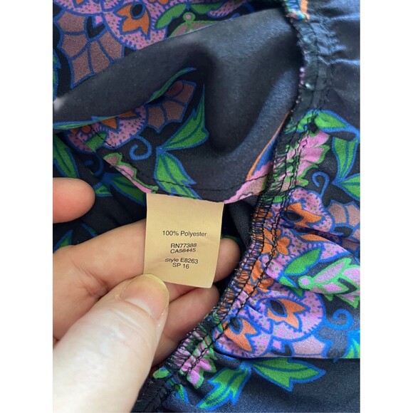 J Crew Geometric Medallion Print Flared Peplum Tank Top Blouse Navy - Picture 7 of 8